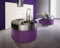 Nowoczesne okrągłe meble kuchenne wyspa kuchenna w kolorze fioletowym