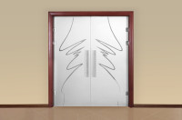 Drzwi wewnętrzne – 4 – wahadłowe, szklone drzwi dwuskrzydłowe – materiał dąb b ...