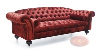 Elegancka, stylowa sofa tapicerowana Makao – odcień bordo