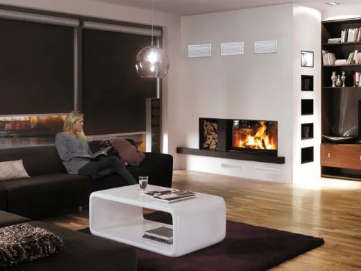Kominek z wkładem HARK – aranżacja salonu – styl minimalistyczny