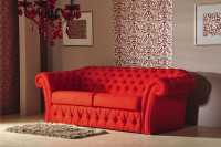 Sofa materiałowa od producenta Dąb-meble. Kolor czerwony, tapicerowana