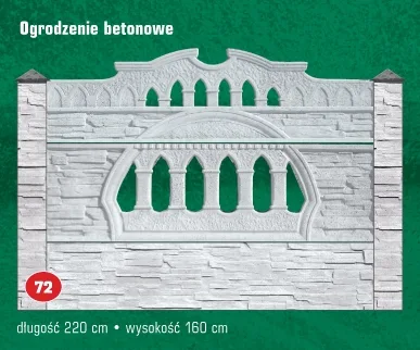 Ogrodzenie z płyt betonowych – wymiary długość 220 cm, wysokość 160 cm – imitacja og ...
