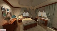 Sypialnia w stylu klasycznym z pięknymi zasłonami