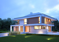 LK&1207 Projekt nowoczesnego domu jednorodzinnego, pietrowego z garażem 2-stanowiskowym w br ...