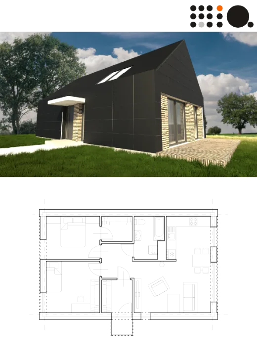Projekt małego budynku jednorodzinnego dla 3 osobowej rodziny, PU 70m2, parterowy, Archiekt: MiA ...