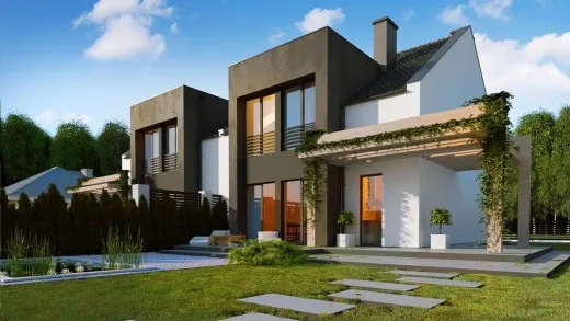 Projekt domu SZ5 Zb14 CE – DOM SZ4-34 – gotowy projekt domu Współczesny bliźniak z d ...