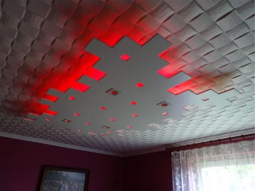 Sufit podwieszany, plafon tkled, lampa wisząca,wzór ,,caro” wymiar 110 x 170, wbudowane 4  ...