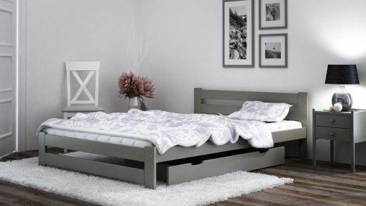 Meble Magnat – łóżko Kada w kolorze szarym, które złamie oszczędną, monochromatyczną kolor ...