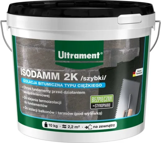 Ultrament Isodämm 2K /szybki/ to dwukomponentowa, bezrozpuszczalnikowa izolacja bitumiczna