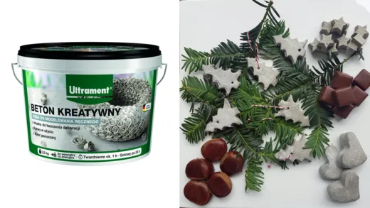Beton kreatywny Ultrament to szara masa betonowa, która po zmieszaniu z wodą zyskuje wysoce